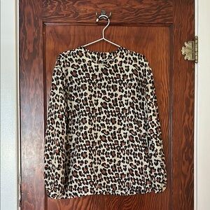 100% Silk Leopard Print Blouse